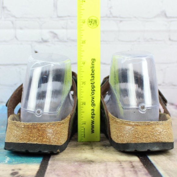 Birki's by Birkenstock Brown Leather Birko-Flor 2-Strap Flat Sandals Size 6 - Picture 8 of 9